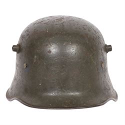 German M16 army helmet, B painted inside, missing liner, with chinstrap