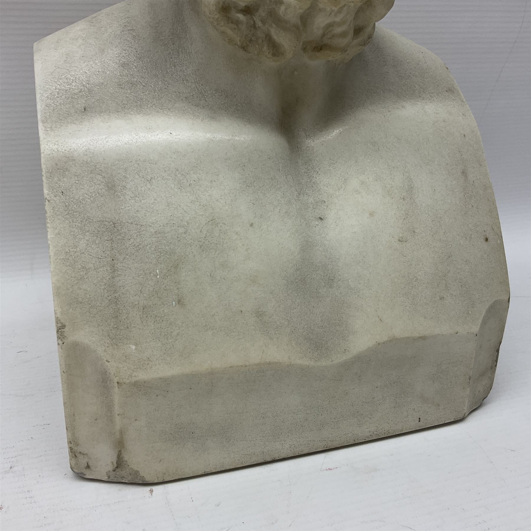 After the antique, 19th century classical style marble bust, carved as Homer, H33.5cm

