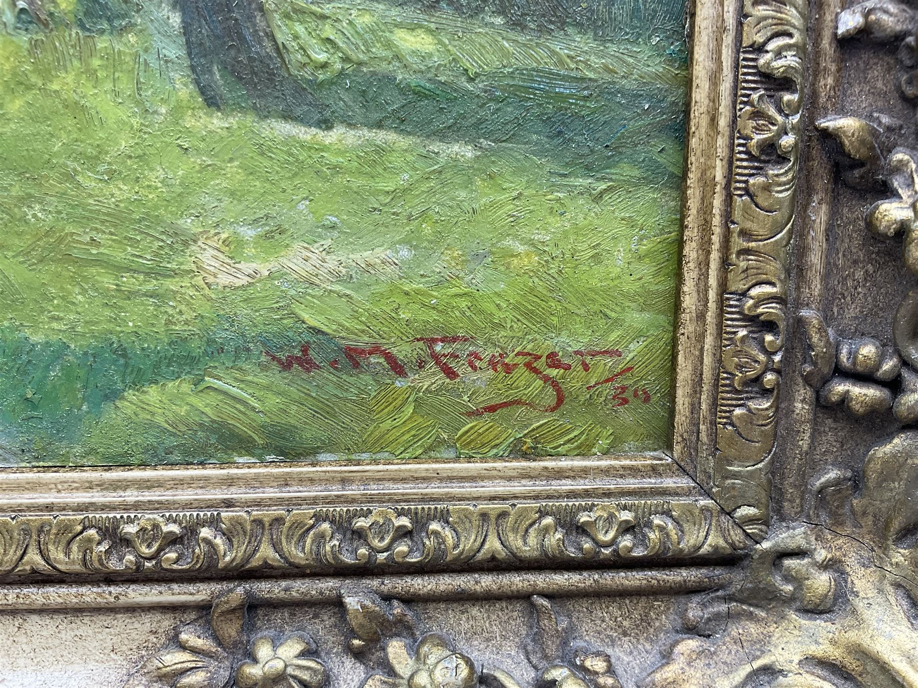 William Miller Frazer RSA (Scottish 1864-1961): Sunlight on a Castle Ruin, oil on panel signed and dated '30, 38cm x 43cm