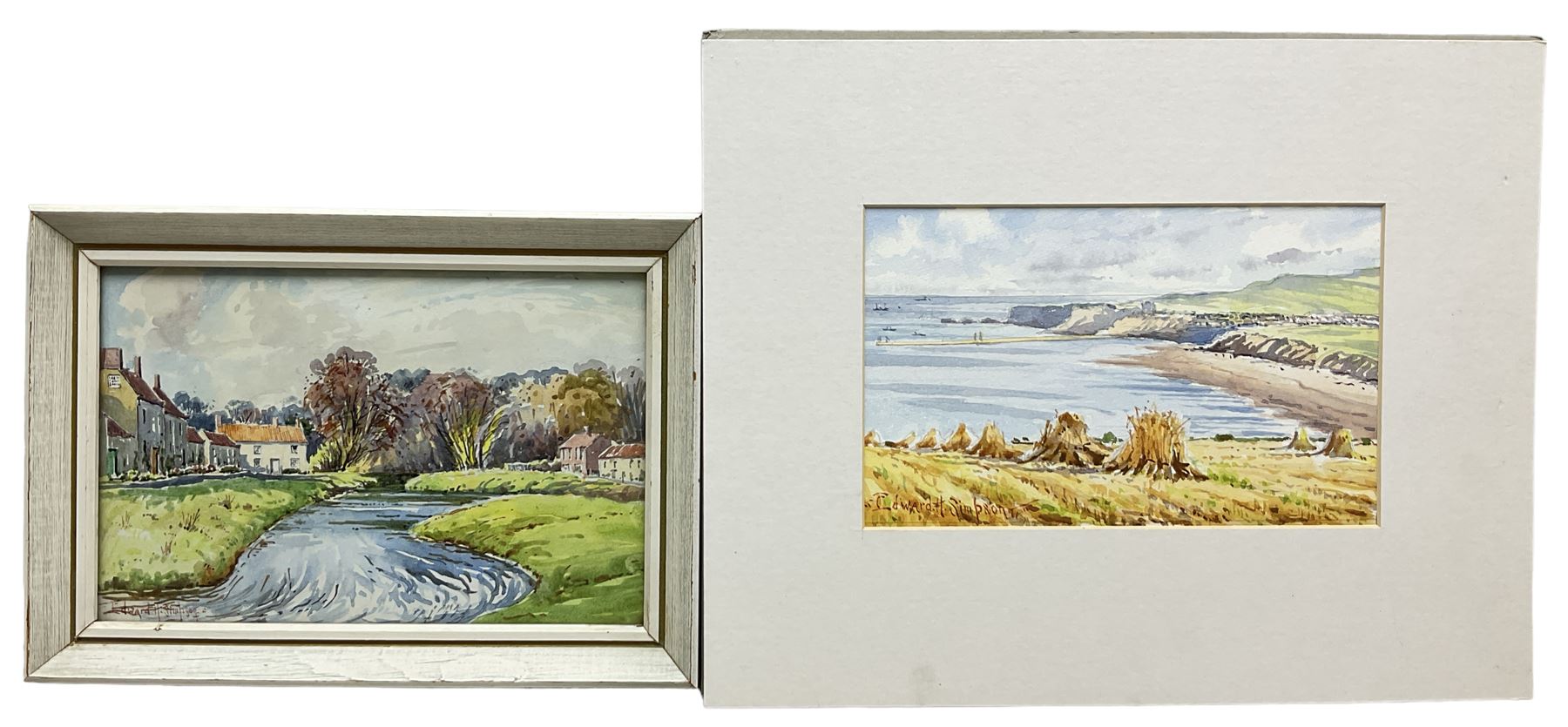 Edward H Simpson (British 1901-1989): 'Howden Farm - Langdale End' Yorkshire Village and Haystacks on the East Coast, three watercolours signed max 37cm x 55cm (3)