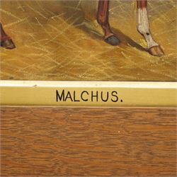 John Charles Tunnard (British 1873-1960): Horse Portrait of Chestnut Thoroughbred 'Malchus' in Stable, oil on canvas signed 1895, 34cm x 44cm