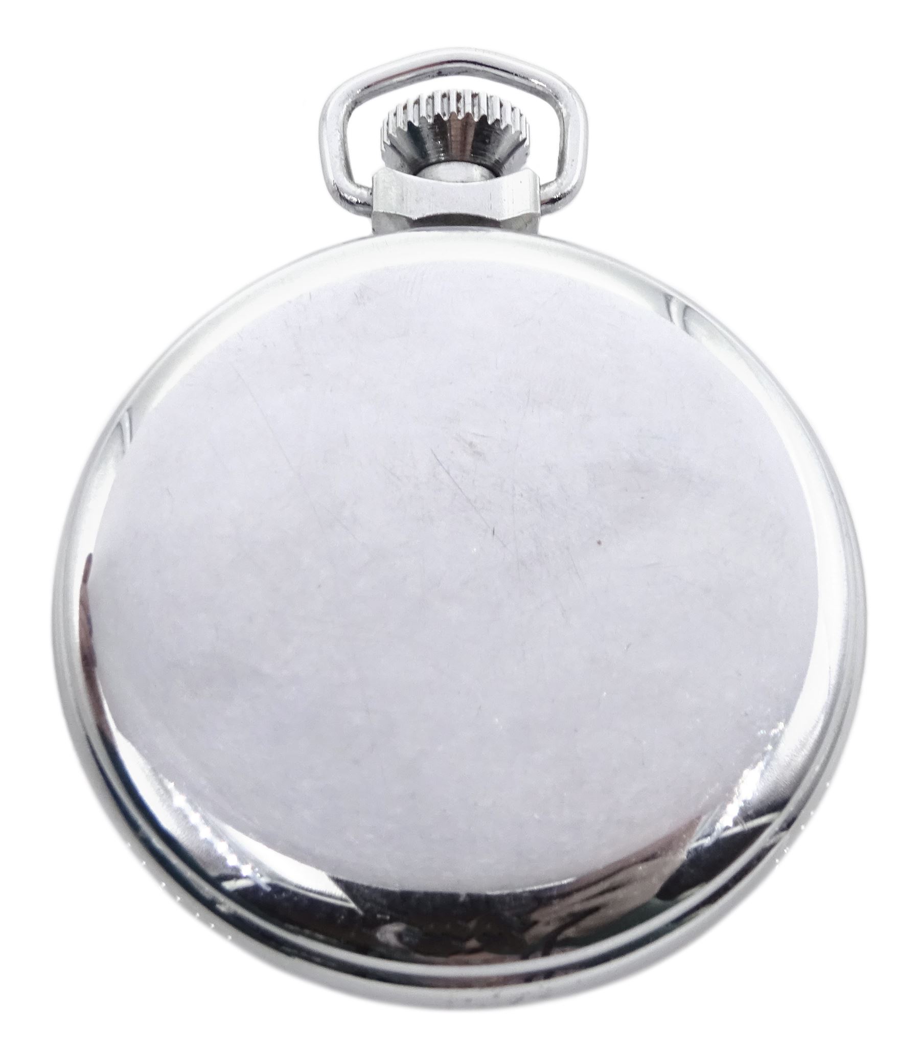 'Guinness Time' chrome pocket watch, subsidiary seconds and automaton toucan by Ingersoll Ltd, London