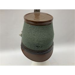 WW2 German rural police shako with helmet plate and liner; bears label 'Hans Romer Echt Fiber-Tschako Neu-Ulm (Donau)'