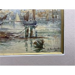 Brodrick (British 19th/20th Century): Whitby Harbour, watercolour indistinctly signed and dated '11, 18cm x 29cm 