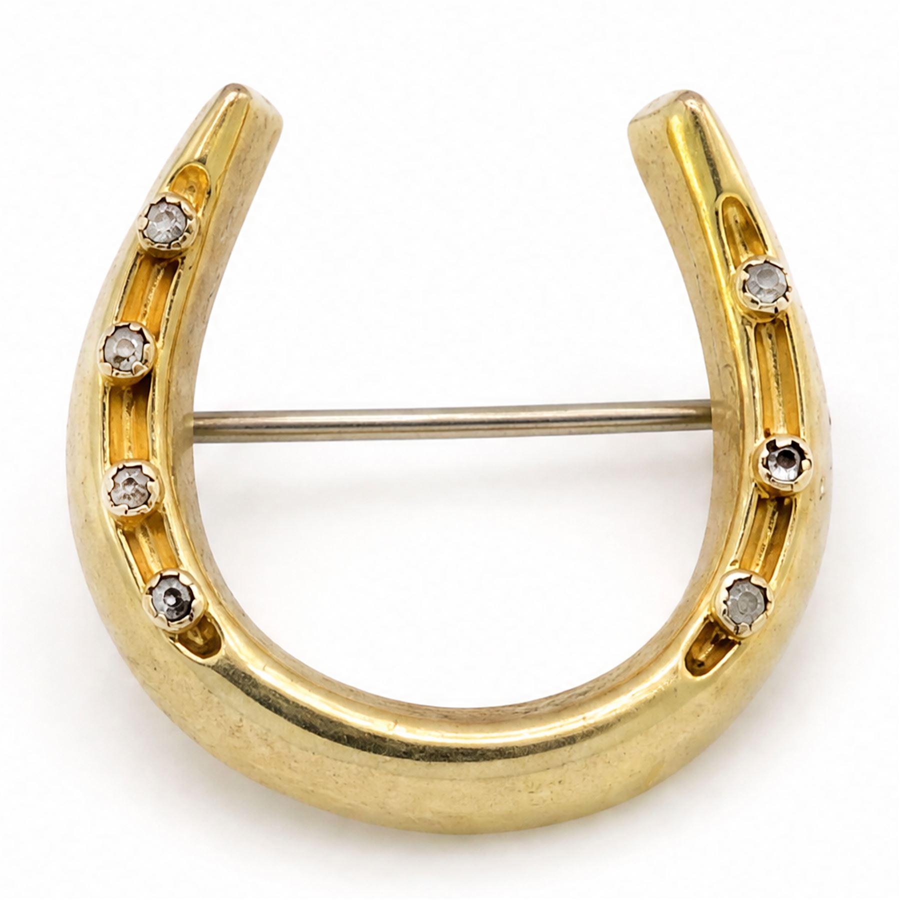 19th / early 20th century diamond horseshoe brooch, set with seven rose cut diamonds