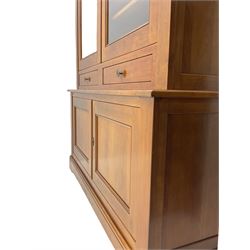 Grange Furniture cherry dresser, two glazed doors above two drawers and two cupboards