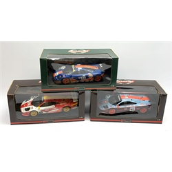 UT Models - three 1:18 scale die-cast models in the McLaren Collection comprising F1 GTR Le Mans Raphanel/Gounon/Olofsson 1997, F1 GTR Le Mans 1996 Gulf Racing Bellm/Weaver/Lehto and F1 GTR Le Mans EMI O'Rourke/Sugden/Auberlen 1998, all boxed (3)