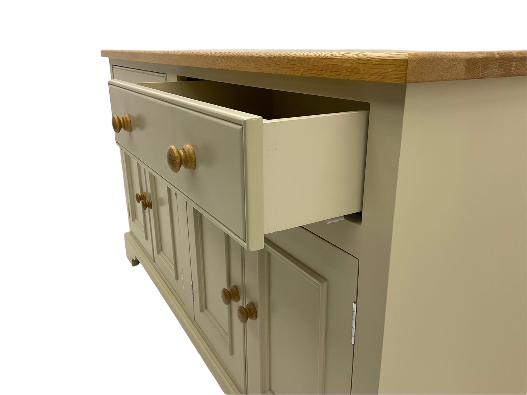 Neptune Furniture - Chichester oak and cream painted sideboard, two drawers over two double cupboards, bracket feet