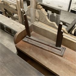 American style rocking armchair (W55cm); two clothes horses; piano stool with hinged lid; frameless wall mirror; pine shelf; pine rack; walnut shelf; walnut two door cabinet; early 20th century oak picture frame; and a Victorian pine frame (10) - THIS LOT IS TO BE COLLECTED BY APPOINTMENT FROM THE OLD BUFFER DEPOT, MELBOURNE PLACE, SOWERBY, THIRSK, YO7 1QY