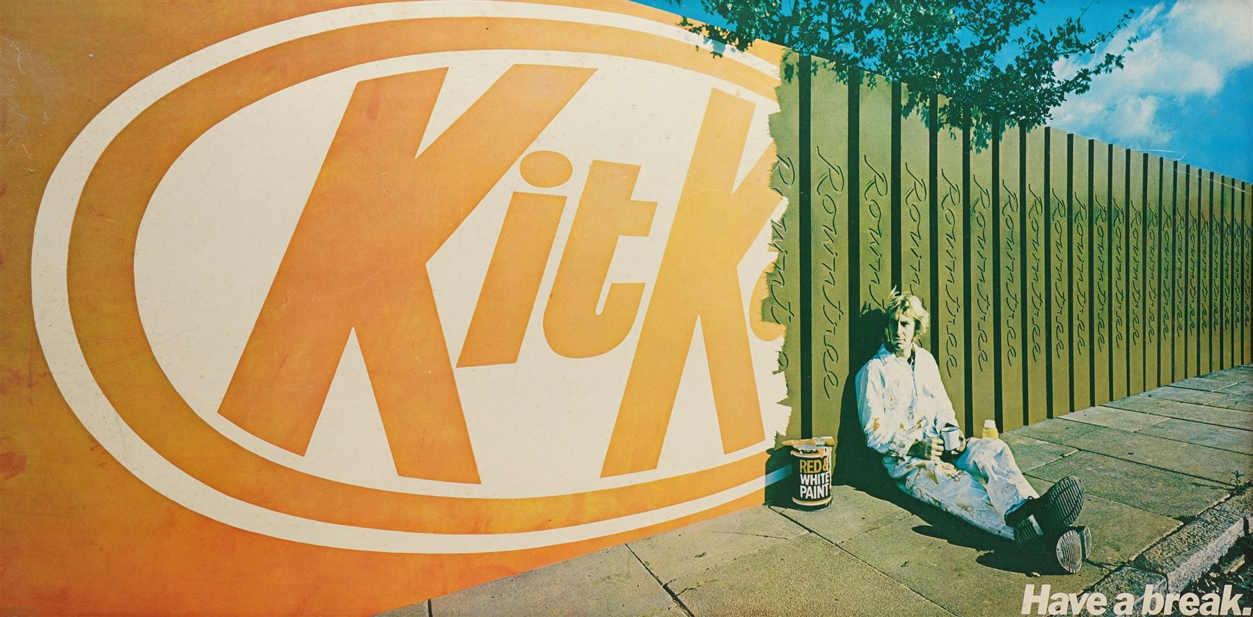 Original Rowntree Mackintosh (Rowntrees) advertising poster for KitKat - 'Have a Break', colour poster 38cm x 75cm
Provenance: from the personal collection of David Lamb, former advertising manager at Rowntree Mackintosh, York