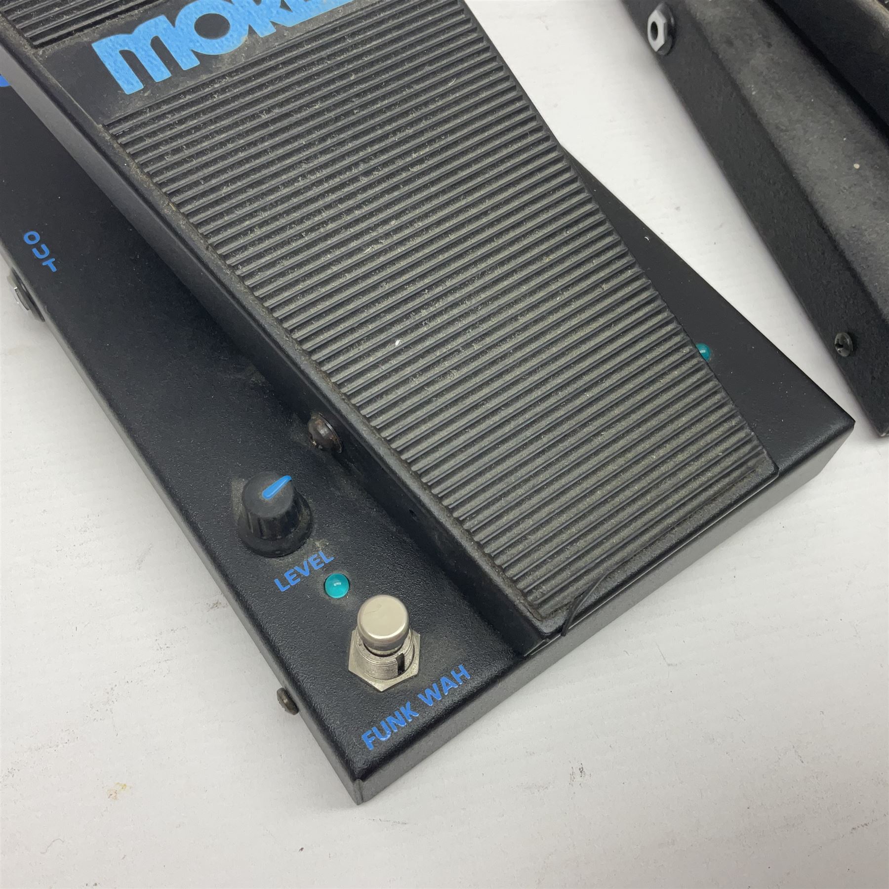 Three Morley guitar effects pedals, including The Little Alligator Volume serial no 195408 and Dual Bass Wah model PBA-2