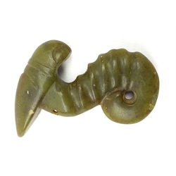 A Chinese carved jade pendant, modelled as a locust, H7cm. 
