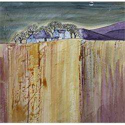 Attrib. Giuliana Lazzerini (Italian 1951-): Moonlight over Hilltop Houses, watercolour unsigned 33cm x 33cm