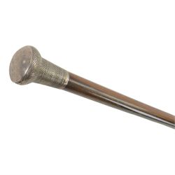 Walking stick, with silver, hallmarked, engine turned pommel and one other silver mounted walking stick, hallmarked, tallest H92cm