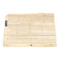 York suburbs interest - extensive collection of 18th century and later vellum indentures, wills, probate documents and property papers charting property ownership and local families in Acomb, Huntington, Earswick, Bishopthorpe, The Mount, Heworth, Heslington and other York suburbs and villages, including documents relating to tradespeople, innkeepers, farmers and householders, many retaining original wax seals, revenue stamps and probate seals, in one box