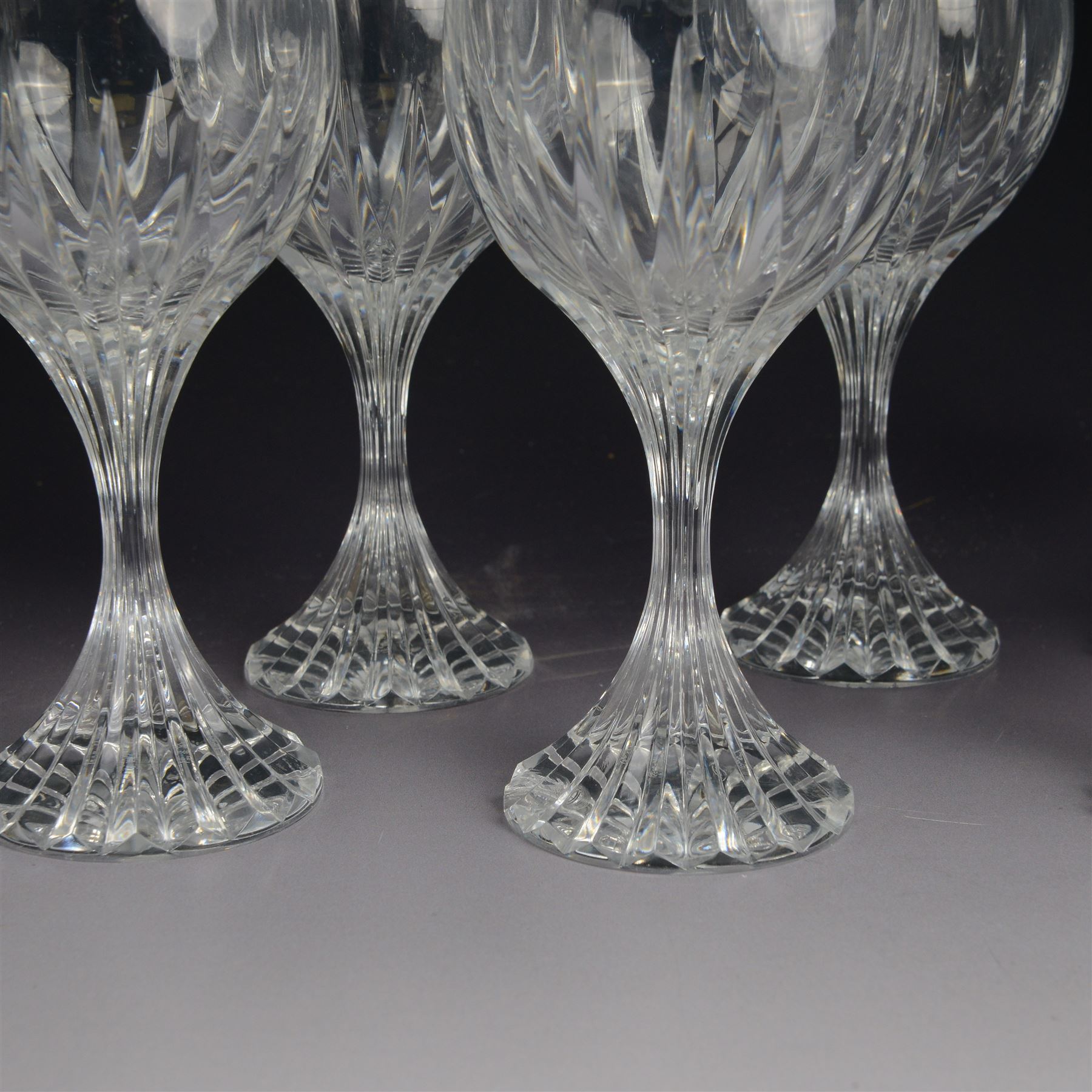 Set of seven Baccarat wine glasses in Massena pattern, H17cm