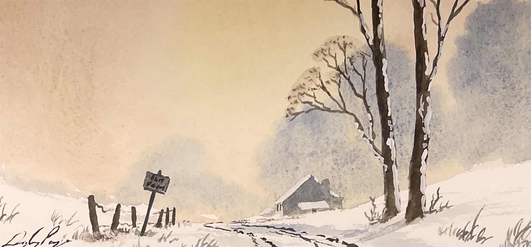 Digby Page (British 1945-): Winter Countryside Landscapes, pair watercolours signed 9cm x 20cm (2)