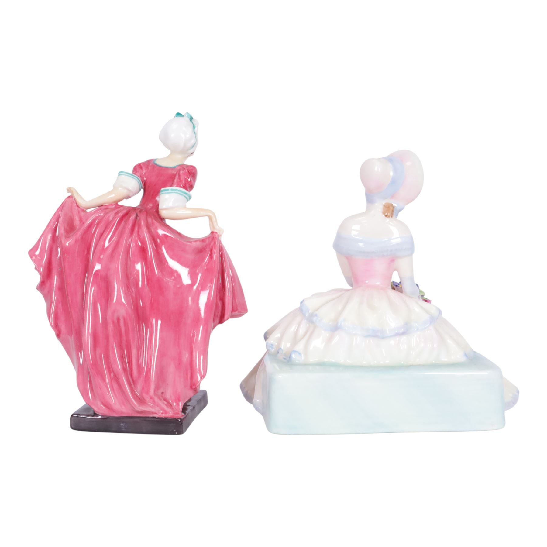 Five Royal Doulton figures, comprising Spring Morning HN1922, Betsy HN2111, Blithe Morning HN2065, Delight HN1772 and Daydreams HN1713