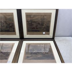J Harris after Henry Alken: 'The First Steeple-Chase on Record', set four 19th century lithographs, well presented in contemporary frames (4)