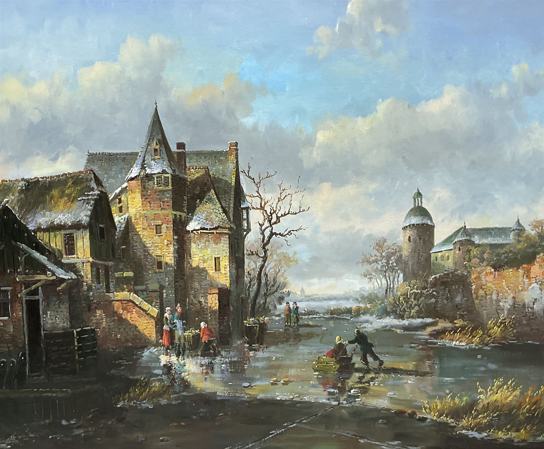 Continental School (20th century): 'A Winter's Evening', oil on board unsigned 50cm x 60cm
