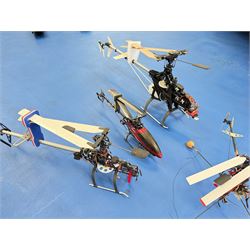 Four RC radio controlled helicopter models