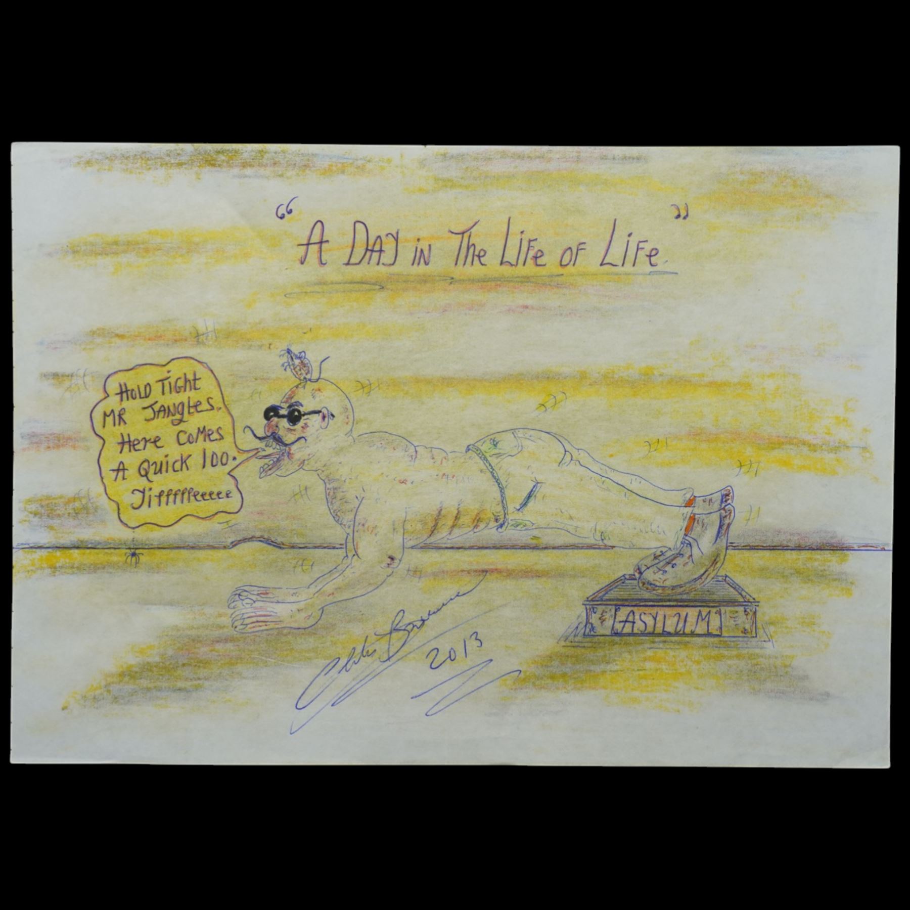 Charles Bronson (Charles Arthur Salvador) (British 1952-): A comprehensive collection of five hundred mixed media works executed between 2000 and 2025. Produced during the artist’s long-term incarceration, the works are primarily in ink, coloured pencil and mixed media on paper. The collection includes multiple formats: A5 (15 works), A4 (308 works), A3 (164 works) and A2 (13 works). Some are signed and dated; a number are executed on the reverse of official prison documents and other repurposed materials, reflecting the limited availability of art materials within the prison environment. This collection represents the largest body of the artist’s work to be offered as a single lot and has not previously been available on the market. (500) (unframed)

Notes: Dated examples span the period from 2000 to 2025, with the greatest concentration produced between 2012 and 2019 and including a group of recent large-scale works from the final years of the period; approximately twenty percent are undated.