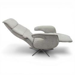 Hjort Knudsen - Danish recliner armchair in neutral upholstery, with manual recline, raised on a metal star base