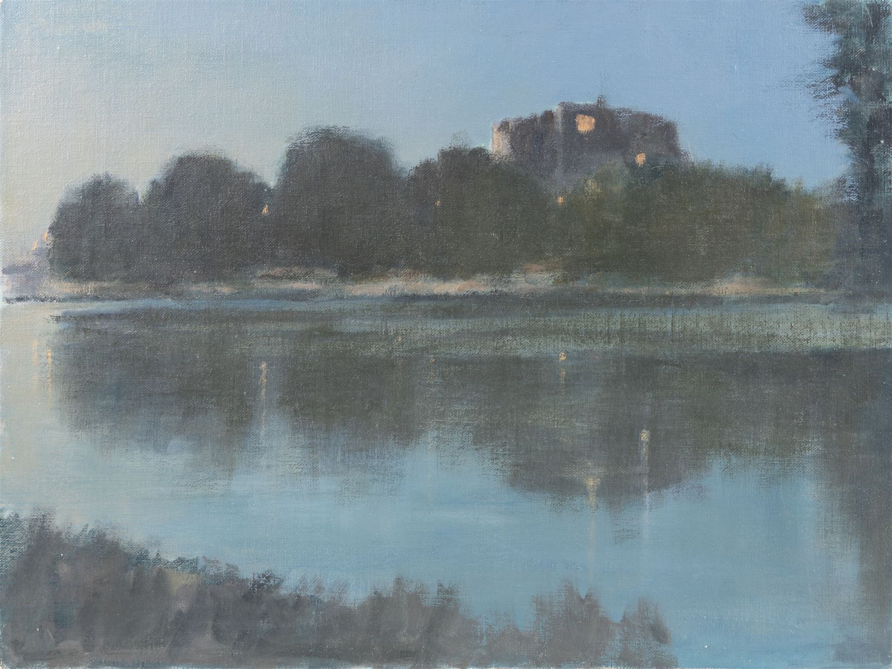 William Burns (British 1923-2010): 'At Dusk', oil on canvas laid on board unsigned, titled verso 38cm x 51cm (unframed) Provenance: consigned by the artist's daughter