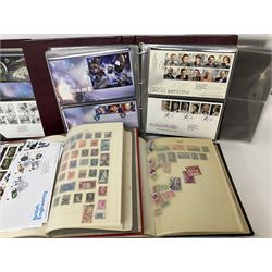 Queen Elizabeth II Royal Mail first day covers mostly with printed addresses and special postmarks, World stamps including Argentina, Australia, Belgium, Canada, Ceylon etc, housed in albums, folders and loose, in one box