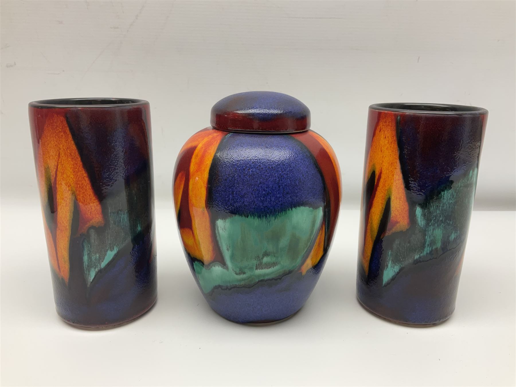 Three pieces of Poole Pottery in Graffiti pattern | Antiques