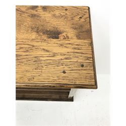 Distressed light oak open bookcase with two adjustable shelves,  W90cm, D31cm, H87cm