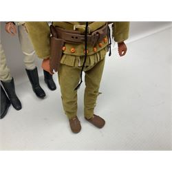 Two pairs of 1970s Lone Ranger and Tonto action figures, probably by Marx Toys; and Gabriel 'Silver' stallion horse; all unboxed (5)