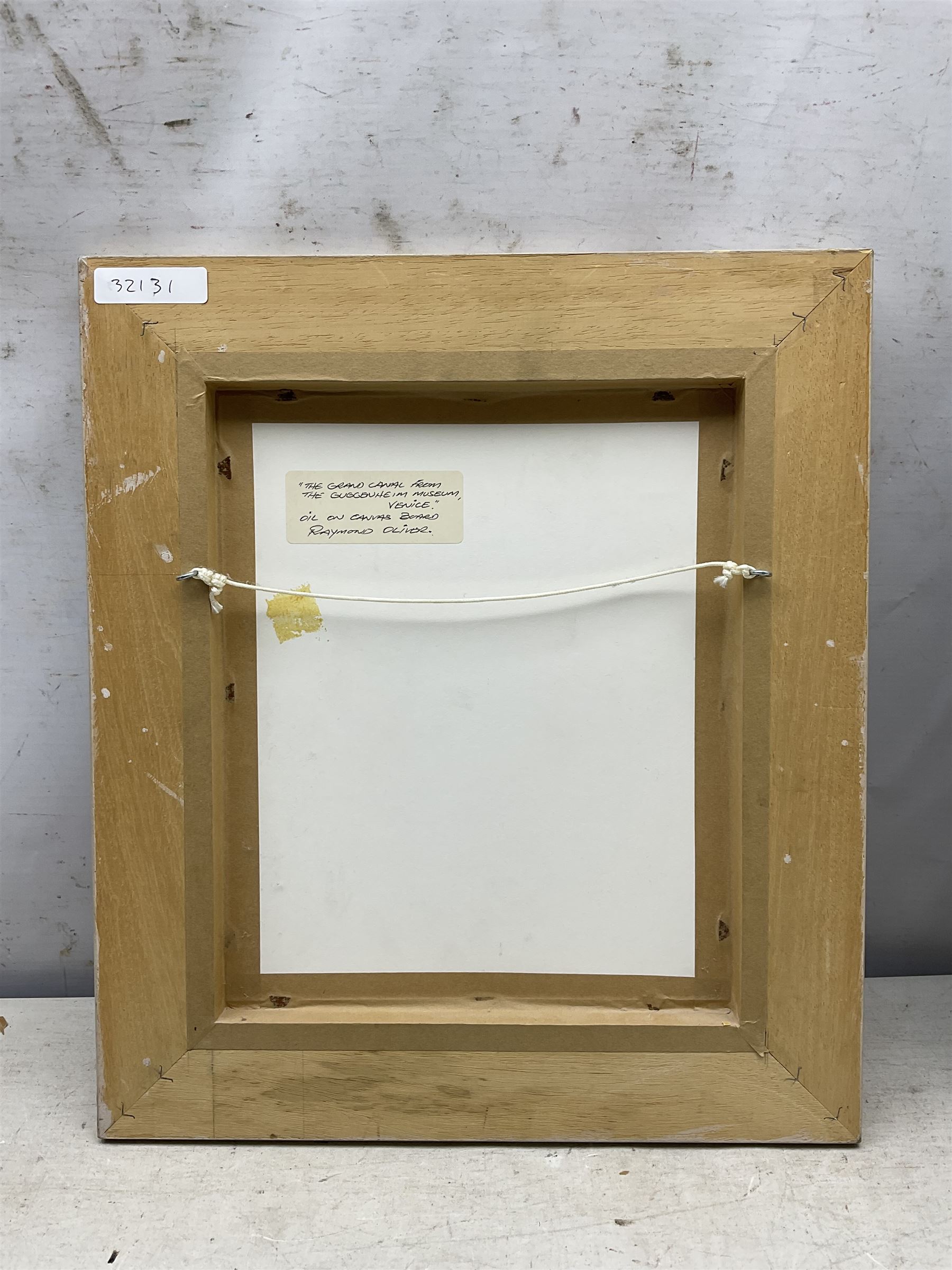 Raymond Oliver (British 1933-): 'The Grand Canal from the Guggenheim Museum', oil on canvas board signed, titled verso 29cm x 24cm 