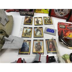 Star Wars - Boba Fett's Slave 1; various loose first period and later figures; Death Star Escape; KFC Collector's cards; set of partly coloured posters; two novelty crackers; boxed kitchen timer etc