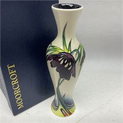 Moorcroft Collectors Club vase, of inverted baluster form, decorated in the Persephone pattern by Nicola Slaney, circa 2007, H20.5cm, with original box 
