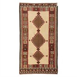 South West Persian Qashqai kilim, woven in flatweave in earthy tones, camel brown, ivory, ...