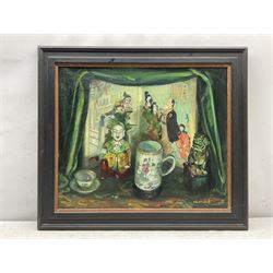 George Herbert Buckingham Holland (British 1901-1987): 'Chinese Theatre' still life, oil on canvas signed 51cm x 61cm