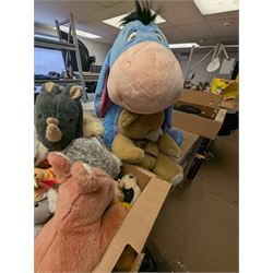 Collection of vintage and modern soft toys, including TY Beanie Babies, Disney Store Eeyore, etc