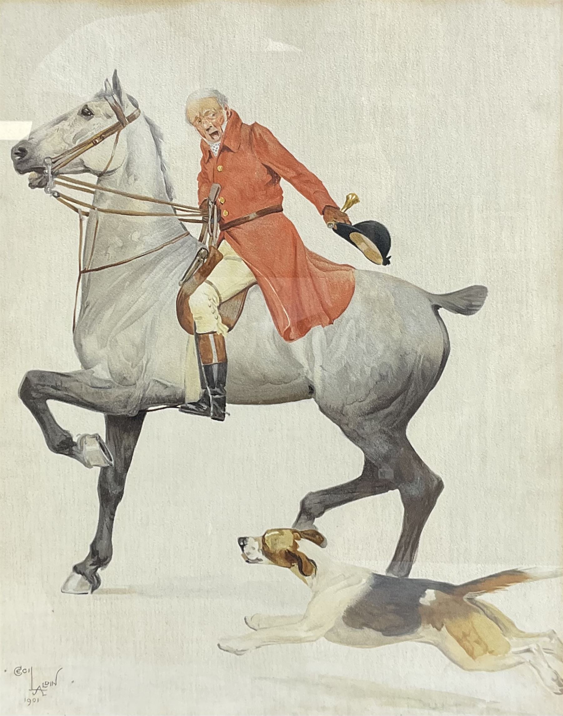 After Cecil Aldin (British 1870-1935): The Huntsman, chromolithograph pub. 1901