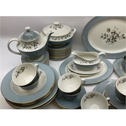 Royal Doulton Rose Elegans pattern tea and dinner wares, to include teapot, fourteen cups and saucers, two milk jug, cream jug, two sucriers, two covered serving dishes, serving platter, etc (98+)