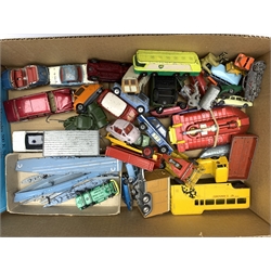  Various makers - quantity of unboxed and playworn die-cast models including Budgie Jumbo Mobile Traffic Control Unit, Dinky SRN6 Hovercraft, Tri-ang warships, various Minis and trailers, Corgi bubble cars etc