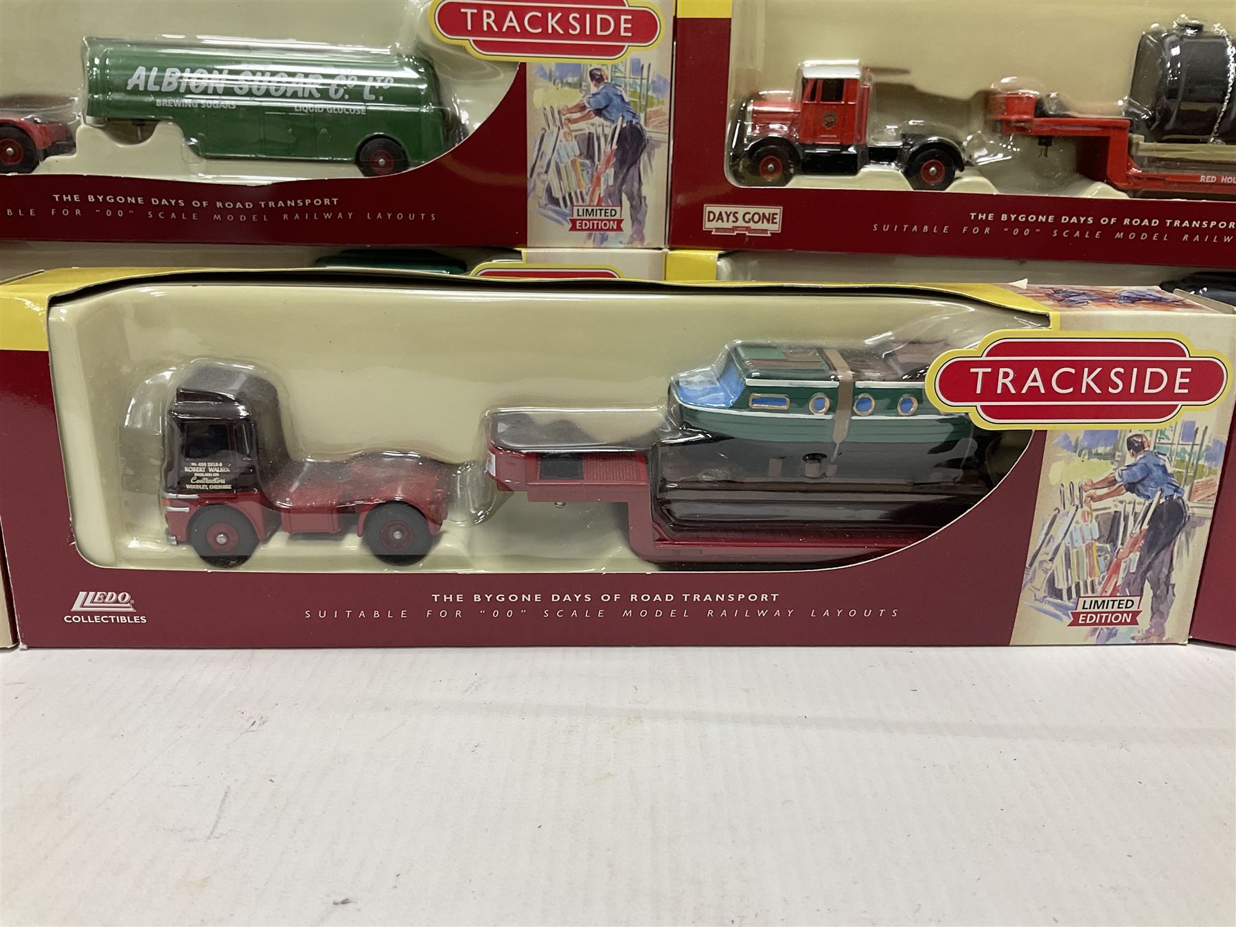 Corgi/Lledo - twenty six mostly ‘Trackside’ 1:76 scale model die-cast vehicles to include Corgi limited edition DG198001 Scammell Contractor Trailer & Transformer Load; together with Lledo Trackside Eddie Stobart ES1002 2 Piece Tin Plate Depot & AEC Platform Trailer; all in original boxes (27) 