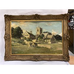 Joseph Appleyard (Yorkshire 1908-1960): Burnsall Church, oil on board signed 38cm x 58cm 