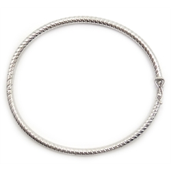  9ct white gold rope hinged bangle stamped 375, approx 14.7gm  