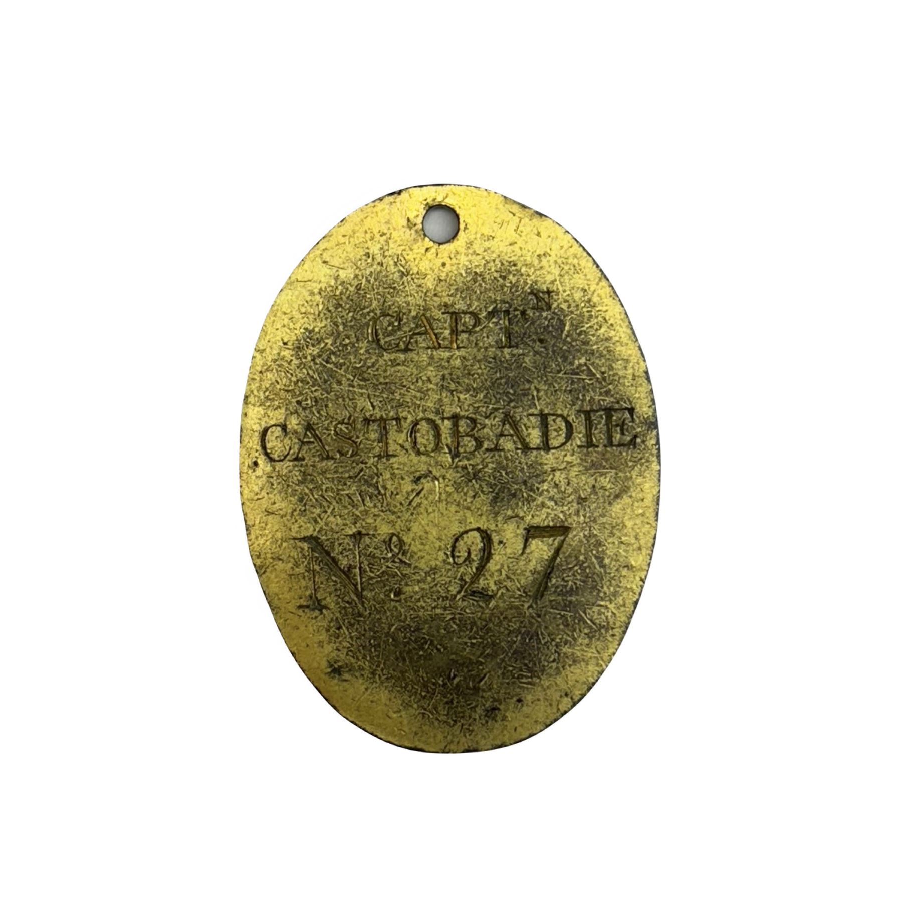 York Trier's Stand gilt pass, bearing date 1768, back named 'CAPTN CASTOBADIE', No. 27