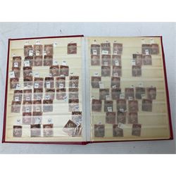 Queen Victoria penny red stamps including imperfs with MX cancel, perf stars and plates, various postmarks etc, housed in two stockbooks, on pages and loose