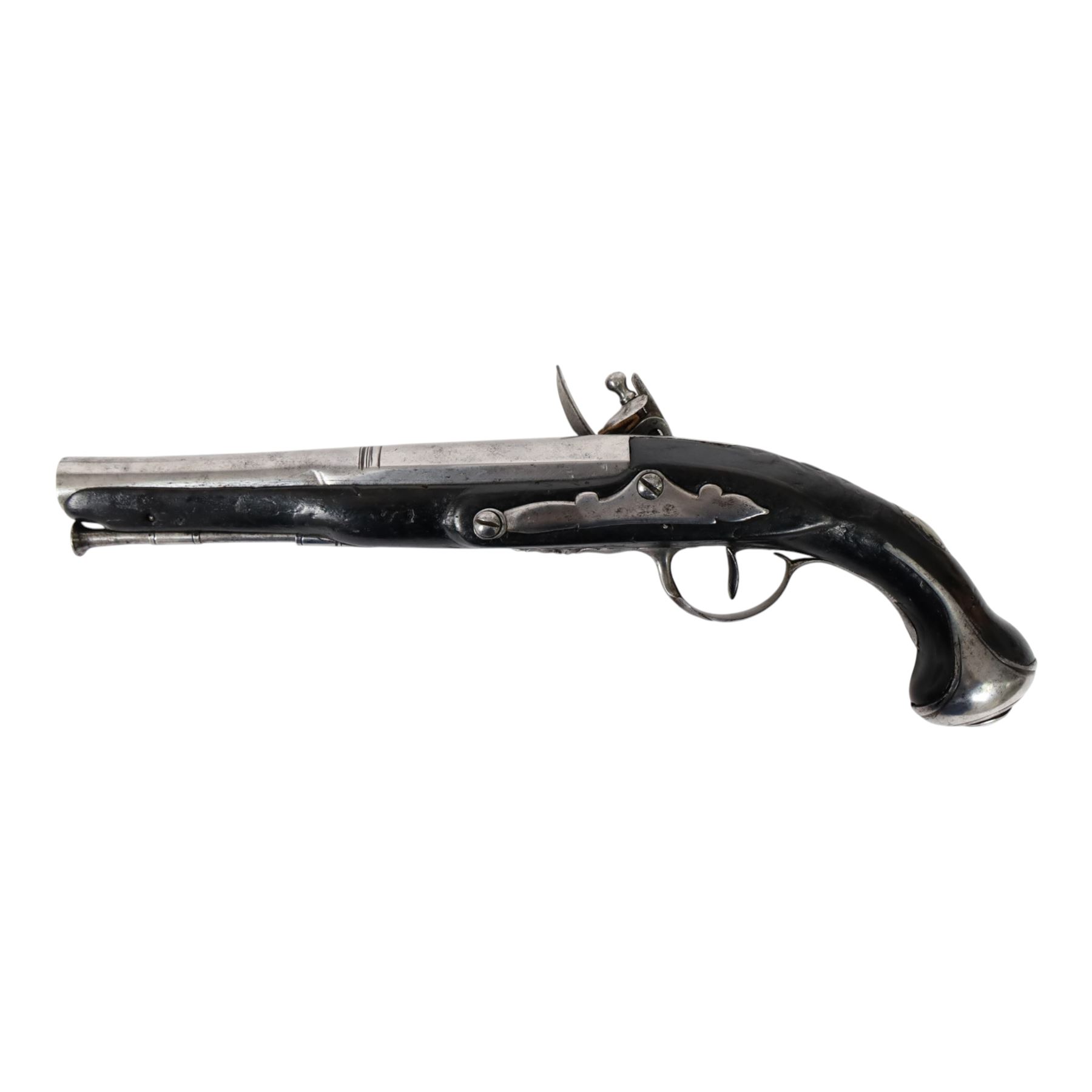 Flintlock pistol, with lock stamped Valantin Montpettice', with steel ram rod, with steal butt plate, overall L32cm
