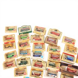 Collection of Lledo bus models, all boxed