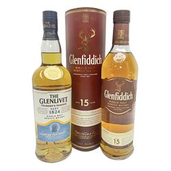 Glenlivet, Founders Reserve, single malt Scotch whisky, 70cl, 40% vol and Glenfiddich, 15 year old Solera Reserve, single Scotch whisky, 70cl, 40% vol