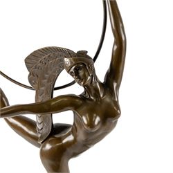 After Morante, Danseuse au cerceau Art deco style dancer, H69cm